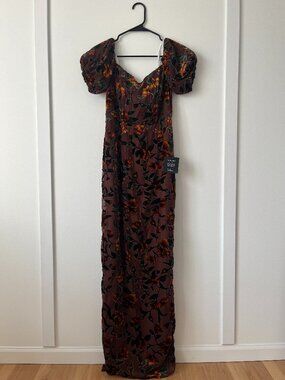 Lulu's Plum Purple Floral Print Maxi Short Sleeve Dress Size Small